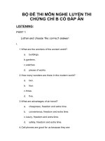 BỘ ĐỀ THI MÔN NGHE LUYỆN THI CHỨNG CHỈ B CÓ ĐÁP ÁN