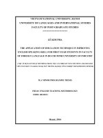 THE APPLICATION OF SIMULATION TECHNIQUE IN IMPROVING ENGLISH SPEAKING SKILL FOR FIRST-YEAR STUDENTS IN FACULTY OF FOREIGN LANGUAGE IN HO CHI MINH UNIVERSITY OF INDUSTRY