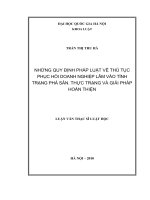 Những quy định pháp luật về thủ tục phục hồi doanh nghiệp lâm vào tình trạng phá sản, thực trạng và giải pháp hoàn thiện