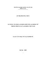 An toàn, vệ sinh lao động đối với lao động nữ trong pháp luật lao động Việt Nam  Luận văn ThS. Luật