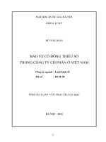 Bảo vệ Cổ đông thiểu số trong Công ty Cổ phần ở Việt Nam