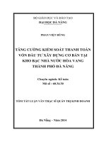 Tăng cường kiểm soát thanh toán vốn đầu tư xây dựng cơ bản tại kho bạc nhà nước Hoà Vang Thành phố Đà Nẵng