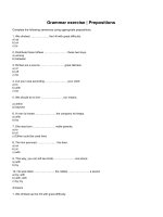Grammar exercise  prepositions