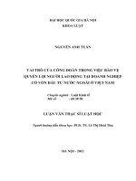 Vai trò của Công đoàn trong công việc bảo vệ quyền lợi người lao động tại doanh nghiệp có vốn đầu tư nước ngoài ở Việt Nam