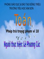 Bài giảng Phép trừ trong phạm vi 10 Toán 1