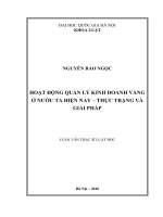 Hoạt động quản lý kinh doanh vàng ở nước ta hiện nay - thực trạng và giải pháp