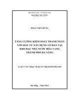 Luận văn thạc sĩ Tăng cường kiểm soát thanh toán vốn đầu tư xây dựng cơ bản tại kho bạc nhà nước Hoà Vang Thành phố Đà Nẵng (full)