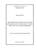 Luận văn thạc sĩ Hoàn thiện phân tích báo cáo tài chính khách hàng tại ngân hàng đầu tư và phát triển Việt Nam - Chi nhánh Bình Định (full)