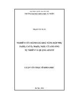 Nghiên cứu đánh giá khả năng hấp phụ Fe(III), Cr(VI), Mn(II), Ni(II) của đá ong tự nhiên và quặng Apatit