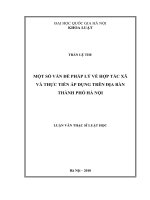 Một số vấn đề pháp lý về hợp tác xã và thực tiễn áp dụng trên địa bàn thành phố Hà Nội