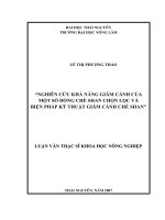 Nghiên cứu khả năng giâm cành của một số dòng chè shan chọn lọc và biện pháp kỹ thuật giâm cành chè shan