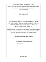 A STUDY ON THE INFLUENCES OF SOME FIRST CULTURAL FACTORS ON FIRST YEAR NON-ENGLISH MAJOR STUDENT’S PARTICIPATION IN ENGLISH SPEAKING LEARNING AT HANOI UNIVERSITY OF INDUSTRY