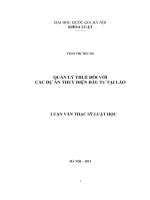 Quản lý thuế đối với các dự án thủy điện đầu tư tại Lào  Luận văn ThS. Luật
