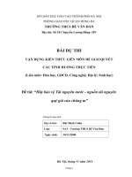 bài dự thi vận dụng kiến thức liên môn để giải quyết các tình huống thực tiễn hãy bảo vệ tài nguyên nước nguồn tài nguyên quý giá của chúng ta