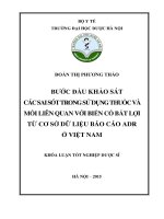 Bước đầu khảo sát các sai sót trong sử dụng thuốc và mối liên quan với biến cố bất lợi từ cơ sở dữ liệu báo cáo ADR ở việt nam
