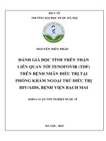 Đánh giá độc tính trên thận liên quan tới tenofovir (TDF) trên bệnh nhân điều trị tại phòng khám ngoại trú điều trị HIVAIDS, bệnh viện bạch mai