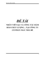 ĐỒ ÁN CHUYÊN NGÀNH CÔNG NGHỆ MAY ĐỀ TÀI: ĐỀ TÀI NHÂN VIÊN QA VÀ CÔNG TÁC ĐẢM BẢO CHẤT LƯỢNG TẠI CÔNG TY CỔ PHẦN MAY NHÀ BÈ