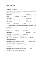 TEST FOR UNIT 2- WITH KEY