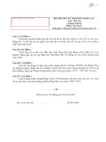 ĐÁP ÁN THI THỬ THPT QUỐC GIA THANG 6NĂM 2015 MÔN LỊCH SỬ