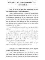 CÂU HỎI VÀ ĐÁP ÁN KIỂM TRA MÔN LUẬT HÀNH CHÍNH