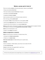 Before across and in front of