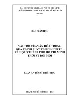 Vai trò của văn hóa trong quá trình phát triển kinh tế - xã hội ở Thành phồ Hồ Chí Minh thời kỳ đổi mới