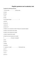 English grammar and vocabulary test