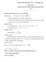 ĐỀ THI THỬ ĐẠI HỌC LẦN 2 MÔN TOÁN HAY