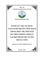 Đánh giá việc sử dụng aciclovir truyền tĩnh mạch trong điều trị viêm não do virus herpes simplex tại một số bệnh viện tuyến trung ương