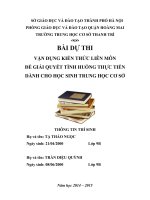 CUỘC THI VẬN DỤNG KIẾN THỨC LIÊN MÔN ĐỂ GIẢI QUYẾT TÌNH HUỐNG THỰC TẾ DÀNH CHO HỌC SINH TRUNG HỌC- LÀM THẾ NÀO ĐỂ CÓ MỘT BỮA ĂN DINH DƯỠNG