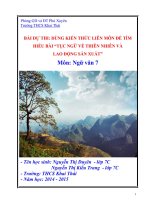 BÀI DỰ THI DÙNG KIẾN THỨC LIÊN MÔN ĐỂ TÌM HIỂU BÀI  TỤC NGỮ VỀ THIÊN NHIÊN VÀ LAO ĐỘNG SẢN XUẤT môn NGỮ VĂN 7