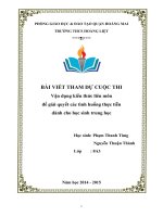 BÀI VIẾT THAM DỰ CUỘC THI Vận dụng kiến thức liên môn để giải quyết các tình huống thực tiễn dành cho học sinh trung học PHÒNG BỆNH CẢM LẠNH VÀ BỆNH ĐƯỜNG HÔ HẤP CHO HỌC SINH TRUNG HỌC CƠ SỞ TRONG MÙA ĐÔNG Ở HÀ NỘI
