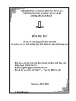 BÀI DỰ THI  (Cuộc thi vận dụng kiến thức liên môn  để giải quyết các tình huống thực tiễn dành cho học sinh trung học)