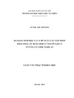 Đa dạng sinh học cá và đề xuất các giải pháp khai thác, sử dụng hợp lý nguồn lợi cá ở vùng cửa hội, nghệ an