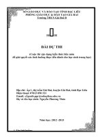 BÀI DỰ THI  (Cuộc thi vận dụng kiến thức liên môn  để giải quyết các tình huống thực tiễn dành cho học sinh trung học)