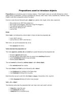 Prepositions used to introduce objects