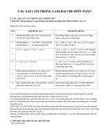 CÁC SAI lầm TRONG làm bài THI môn TOÁN (phần 2)