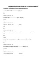 Prepositions after particular words and expressions