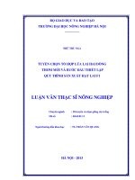 Tuyển chọn tổ hợp lúa lai hai dòng thơm mới và bước đầu thiết lập quy trình sản xuất hạt lai f1