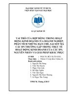 Vai trò của hợp đồng trong hoạt động kinh doanh của doanh nghiệp. Phân tích những hạn chế, sai sót mà các DN thường gặp trong thực tế hoạt động kinh doanh của các DN, nguyên nhân và giải pháp khắc phục