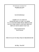 Nghiên cứu các nhân tố ảnh hưởng đến cấu trúc tài chính của các doanh nghiệp thuộc nhóm ngành sản xuất thực phẩm và đồ uống niêm yết trên sàn chứng khoán Việt Nam
