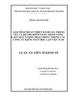 giải pháp hoàn thiện đánh giá trọng yếu và rủi ro kiểm toán nhằm nâng cao chất lượng hoạt động trong các công ty kiểm toán độc lập việt nam
