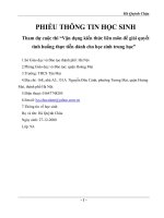 Vận dụng kiến thức liên môn để giải quyết tình huống thực tiễn dành cho học sinh trung học đề tài an toàn thực phẩm để có sức khỏe tốt