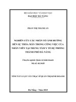 Nghiên cứu các nhân tố ảnh hưởng đến sự thỏa mãn trong công việc của nhân viên tại trung tâm y tế dự phòng, Thành Phố Đà Nẵng