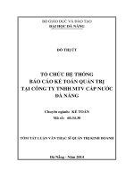 Tổ chức hệ thống báo cáo kế toán quản trị tại Công ty TNHH MTV cấp nước Đà Nẵng