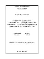 Nghiên cứu các nhân tố ảnh hưởng đến sự lựa chọn chính sách kế toán của các doanh nghiệp xây lắp trên địa bàn thành phố Đà Nẵng