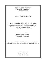 Hoàn thiện kế toán quản trị chi phí tại công ty cổ phần tư vấn thiết kế xây dựng Bình Định