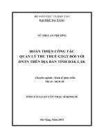 Hoàn thiện công tác quản lý thu thuế giá trị gia tăng đối với doanh nghiệp tư nhân trên địa bàn Tỉnh ĐắK LắK