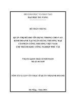 Quản trị rủi ro tín dụng trong cho vay kinh doanh tại ngân hàng TMCP công thương Việt Nam, chi nhánh khu công nghiệp Phú Tài.