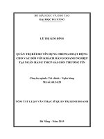 Quản trị rủi ro tín dụng trong hoạt động cho vay đối với khách hàng doanh nghiệp tại ngân hàng thương mại cổ phần Sài Gòn Thương Tín